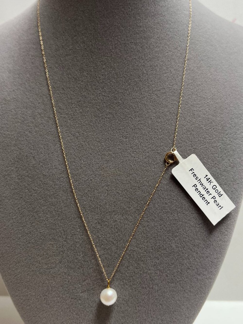 14K Yellow Gold Freshwater Pearl Pendant Necklace 18” 585 micro curb Chain